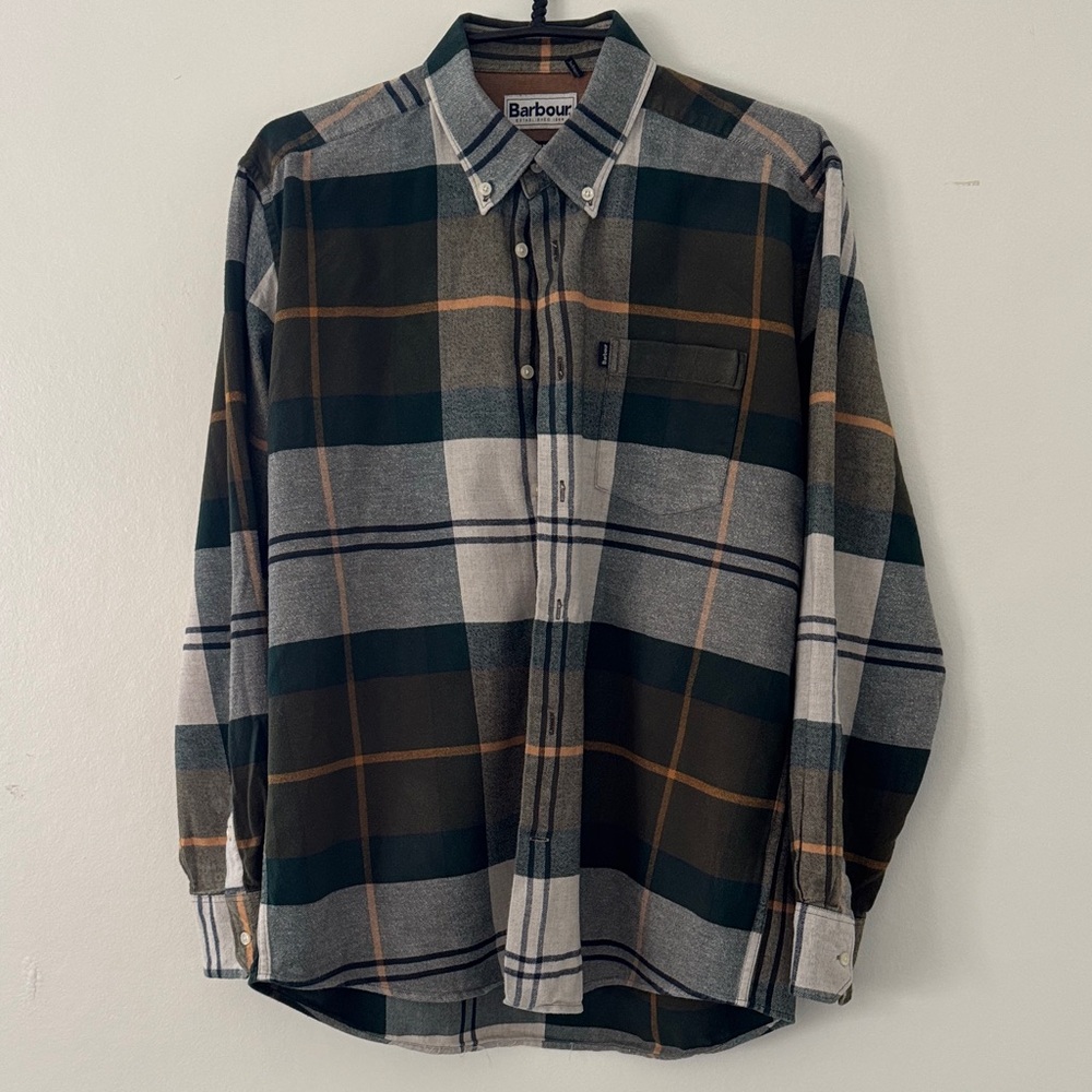 Barbour Men's Checkered Shirt - Green, Gray, and Brown